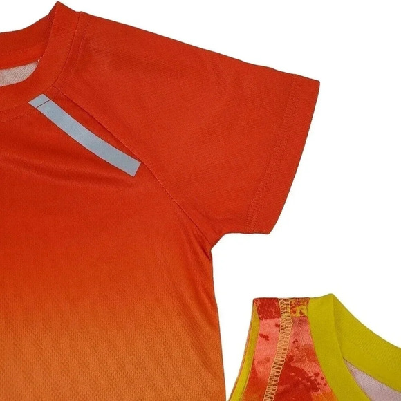 12m Kids Summer Orange Athletic Tshirt and Tank Top Matching Athletic Sports Set - Picture 5 of 7
